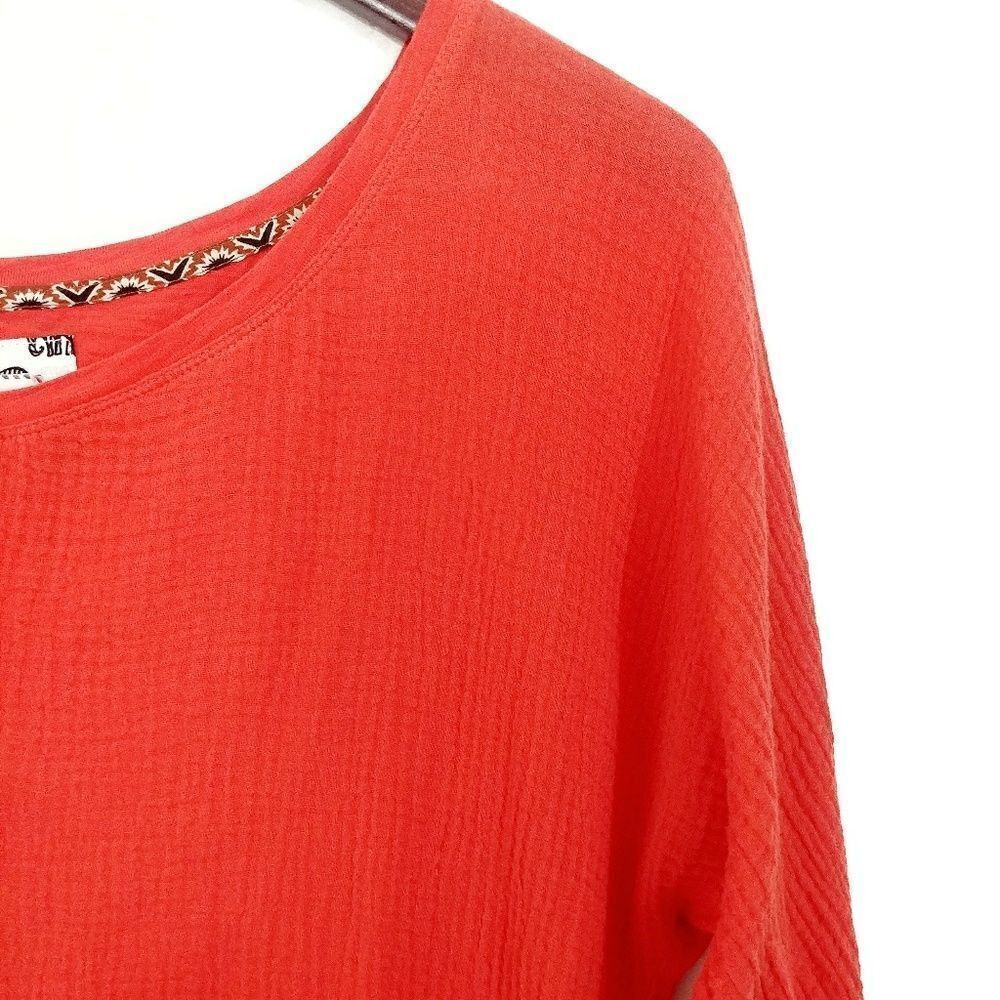 Anthropologie Top Postmark Gauze Orange Small - Picture 3 of 4